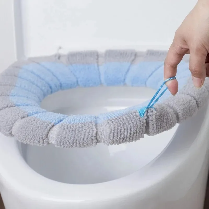 Stagione universale portatile morbido lavabile ispessimento inverno peluche sedile del water coprisedile tappetino bagno wc con accessori