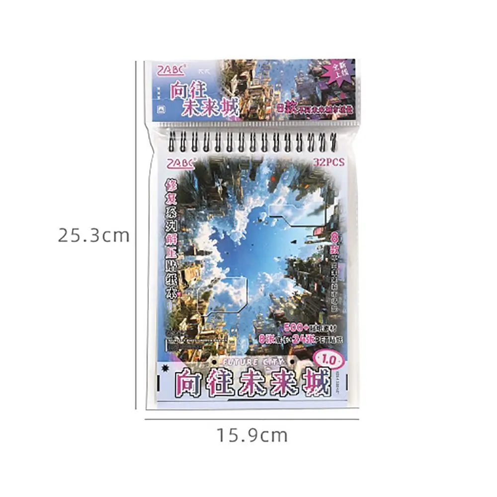 Adesivi 3D Paesaggistici Divertenti con 8 Scene, Rilegatura a Spirale, Adesivi Cartoon con Scene di Cabine, 24 Adesivi in PET per Scrapbooking Fai-da-Te