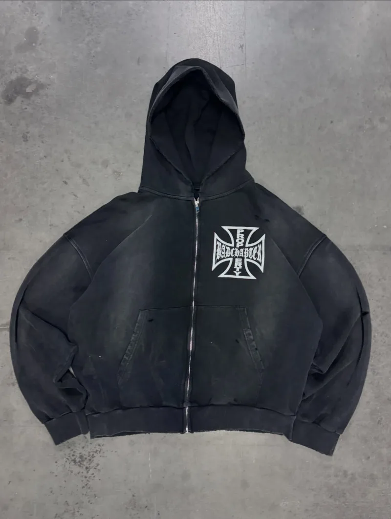Y2k American Letter Cross Logo Set Man Clothing Streetwear Harajuku Gothic Women Retro Hoodies Couple Sweatshirts Sweatpants - Image 2