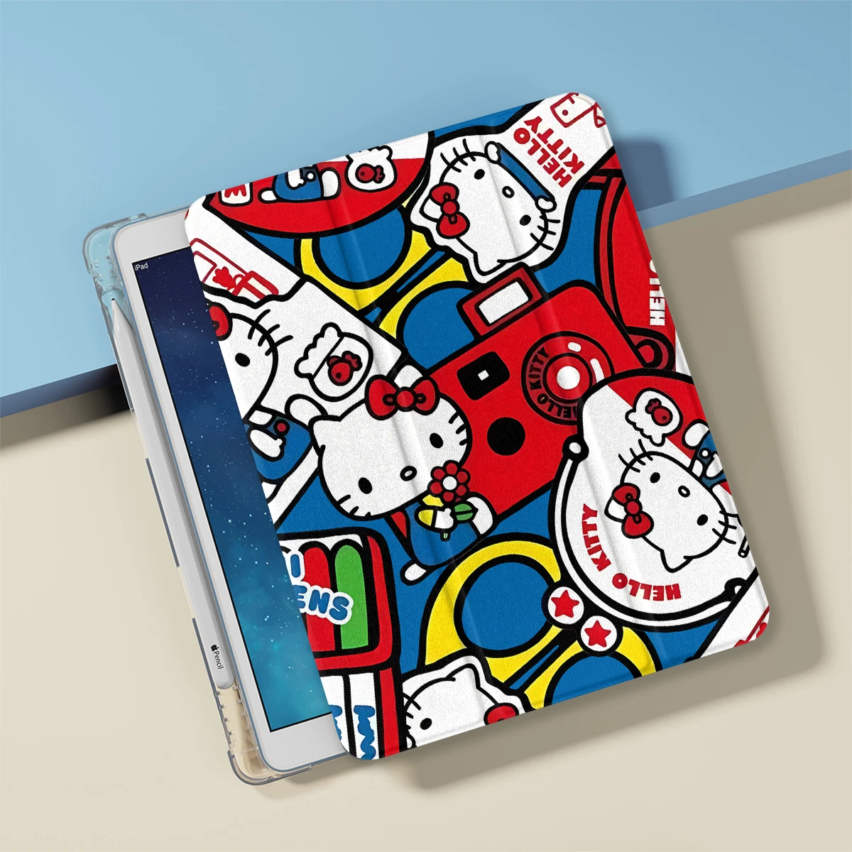 HelloKitty لجهاز iPad Pro 11 بوصة Air 2024 iPad Air 5/4 10.9 10th 7/8 10.2 9.7 بوصة Air3 10.5 mini 6/5/4 حافظة مع حامل قلم