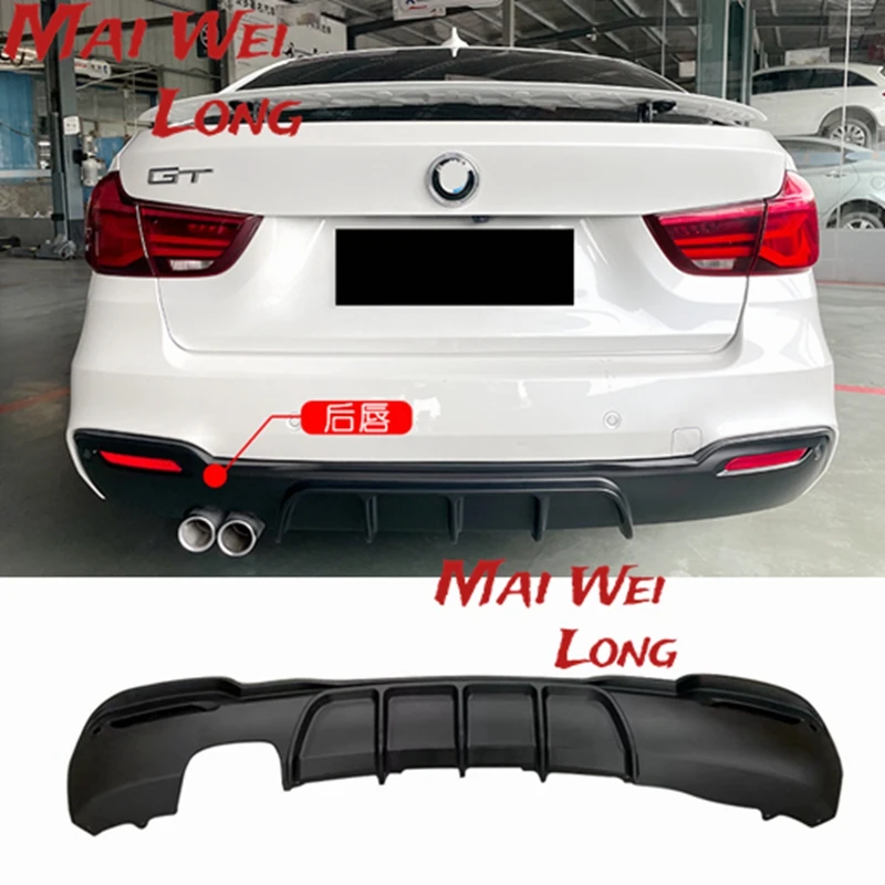 

Car Bright Black ABS Rear Diffuser for BMW 3 Series GT F34 M Sport Bumper 4-Door 2014 - 2018 MP Style Back Bumper Lip Spoiler