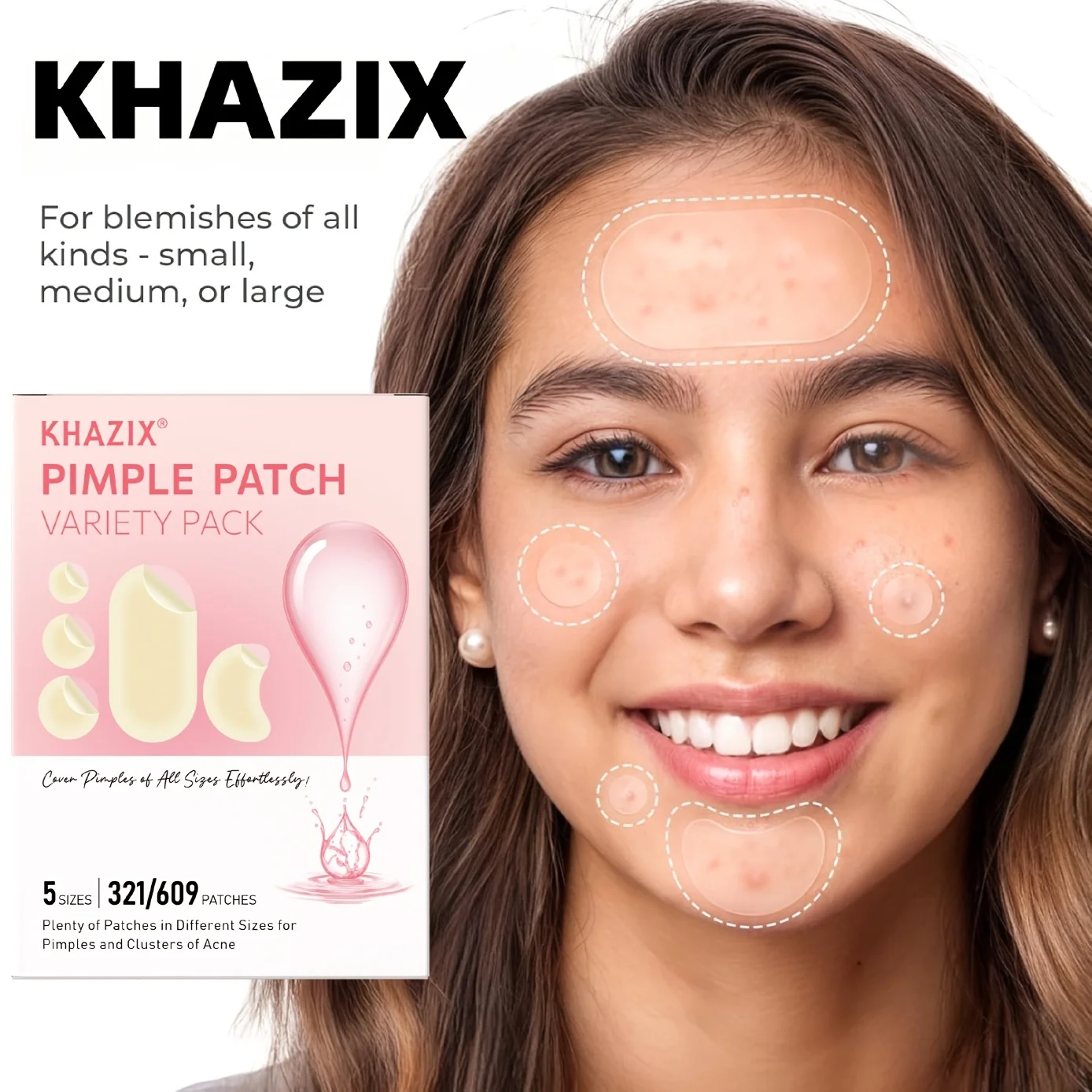 321/609PCS Hydrocolloid Acne Patch | Blemish Coverage | Suitable for Daily Facial Care and Pre-Cosmetic Use image 3