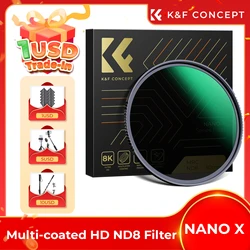 K&F Concept 49mm-82mm HD ND8 Filter Camera Lens Multi-Resistant Nano X Coating Video Neutral Density Filter For Nikon Canon Sony