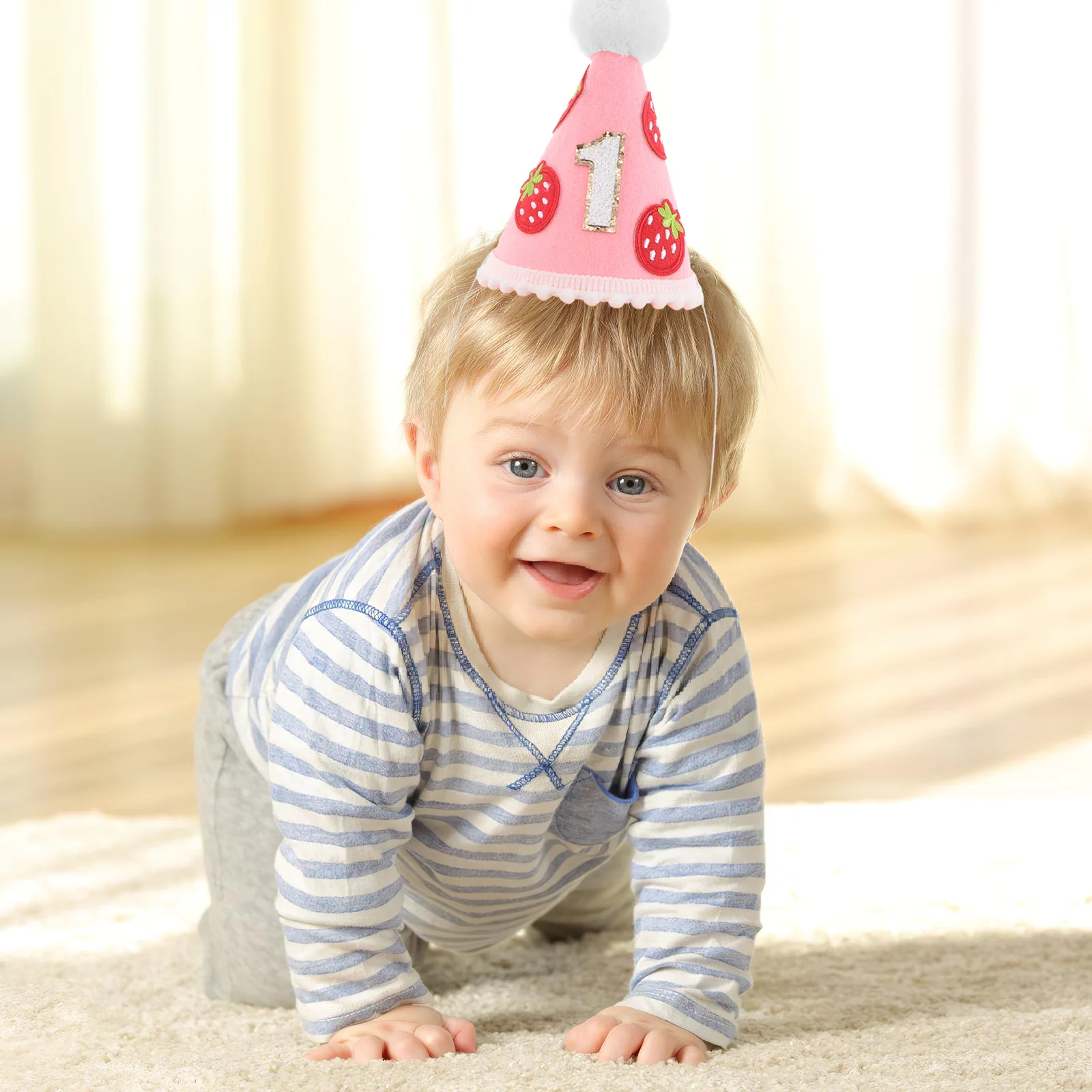 

2Pcs Baby Crown Hat Felt Handmade Soft Comfortable Birthday Party Headpiece for Girls Photo Props Theme Celebrations Decorative