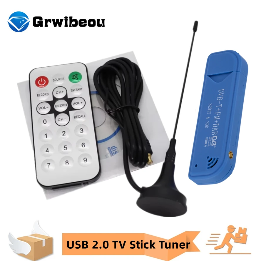 Digital RTL2832U & 820T2 SDR USB 2.0 TV Stick Tuner FC0012 DVB-T + DAB + FM TV Receiver Dongle With Antenna TV accessories