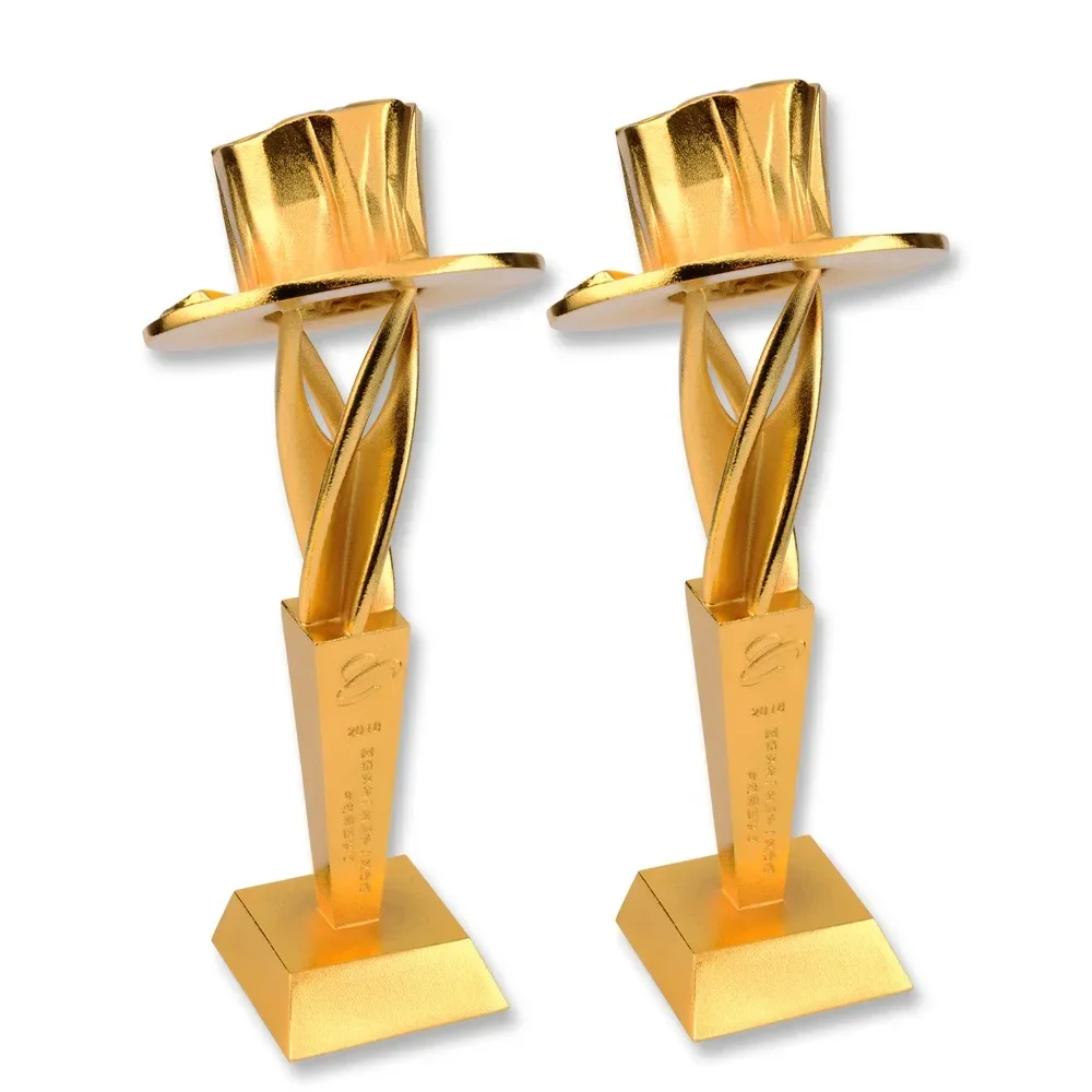 Internet Conference Gold Hat Trophy Terne Metal Trophy Metal Crafts Production Customizable Tournament Trophy
