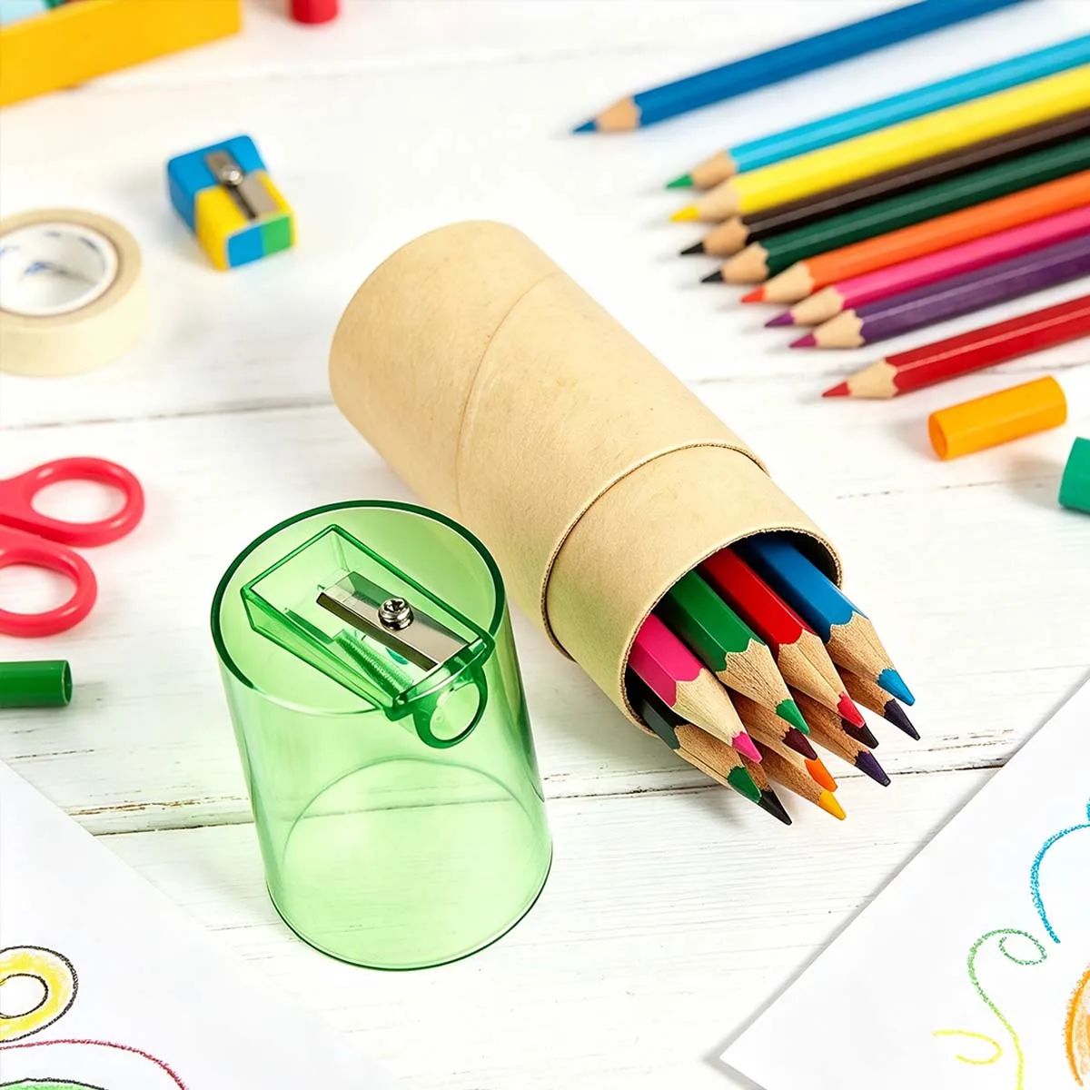 12 Colorful min pencils, built-in sharpener, sketching and writing, school art supplies, back to school season, Christmas gifts