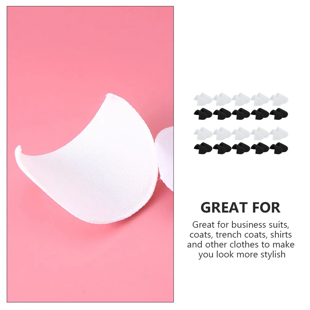 

20 Pairs 9x16x1 2mm Black White Shoulder Pads Foam Cloth Cushion Knit Stretchy Washable Reusable Fashion Accessories