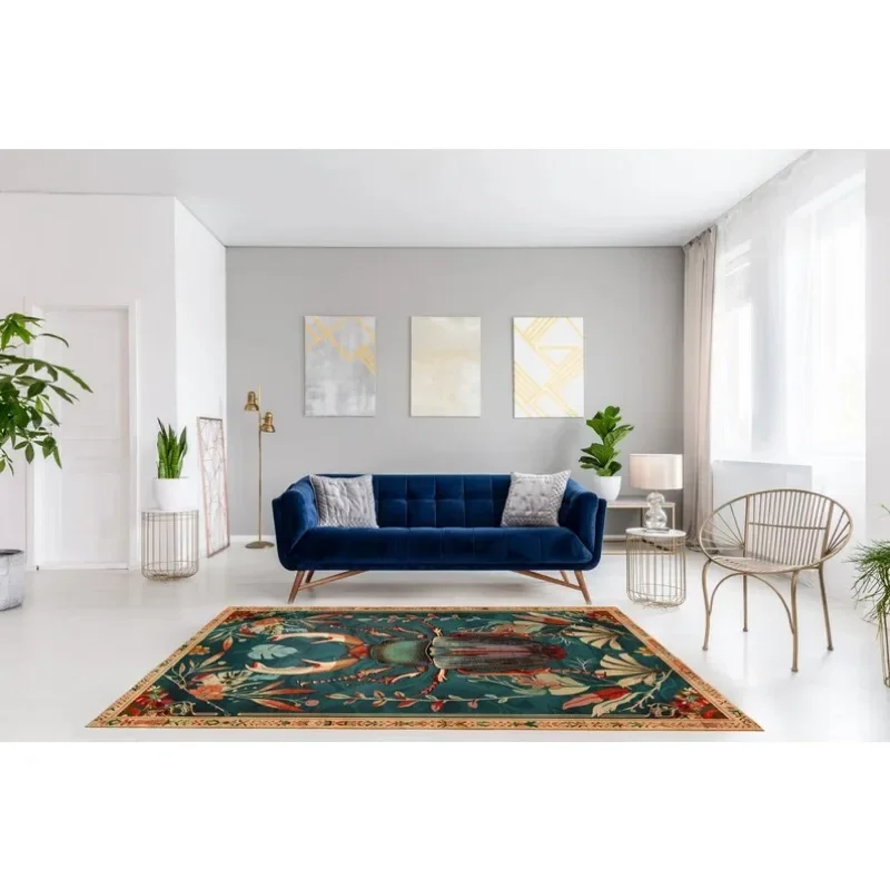 Cottagecore Beetle Area Rug Vintage Living Room Floor Area Art Decoration Rug Rustic Bedroom Carpet Housewarming Gift for Mom