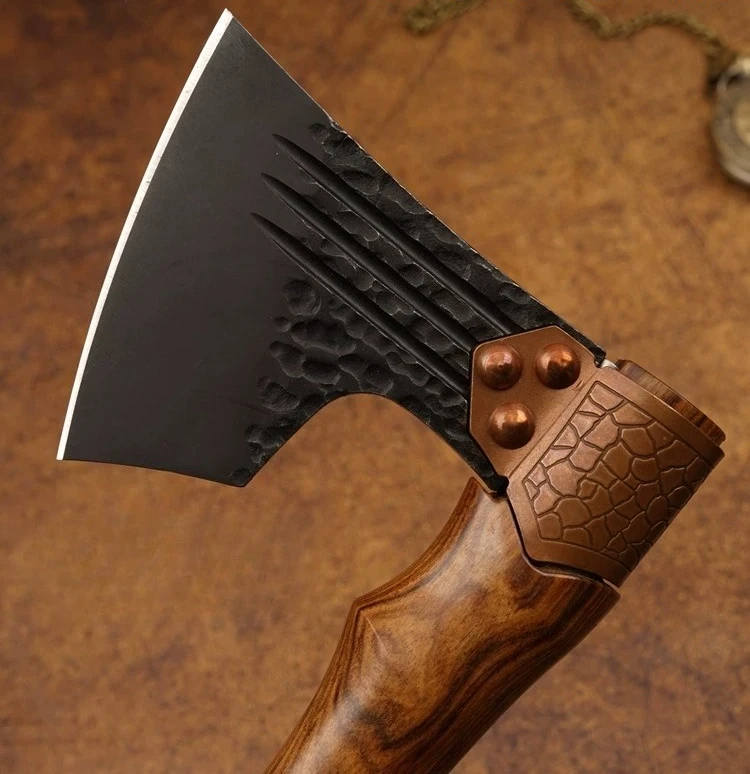 Outdoor High Carbon Steel Forged Handmade Collectible Axe with Axe Cover Vehicle Mounted Self-defense Tactical Axe Gift