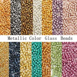 MKU Glass  Beadss 1200Pcs Metallic Colours 2MM Glass Beads  For DIY Handmade Jewelry Craft   Making