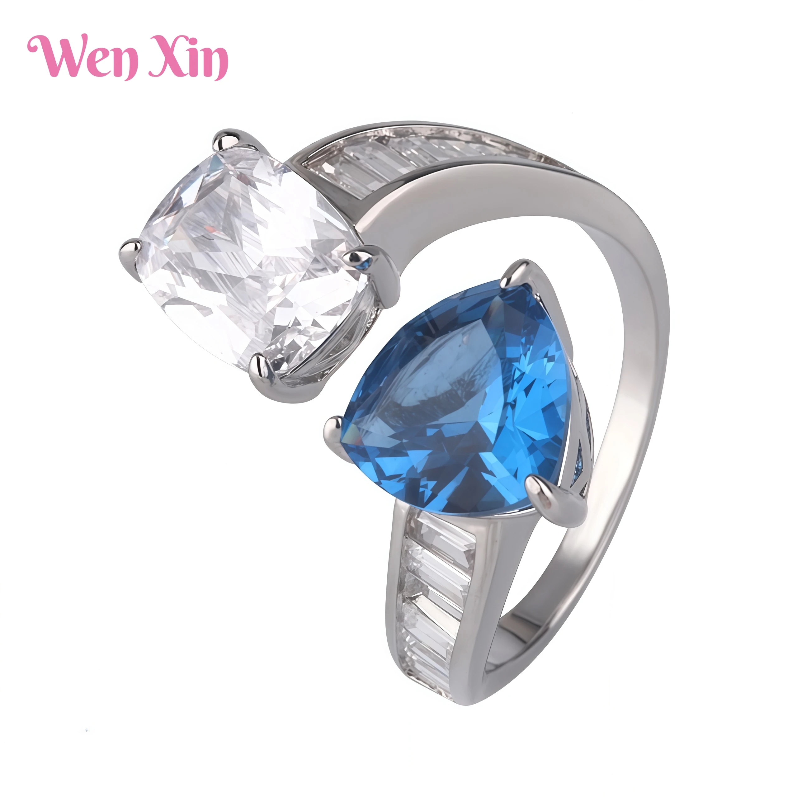 

WENXIN Brand MUSHAN MST High Quality Triangular Pointed Crystal Ring For Women Ring Fashion Jewelry Accessories Fine Jewelry
