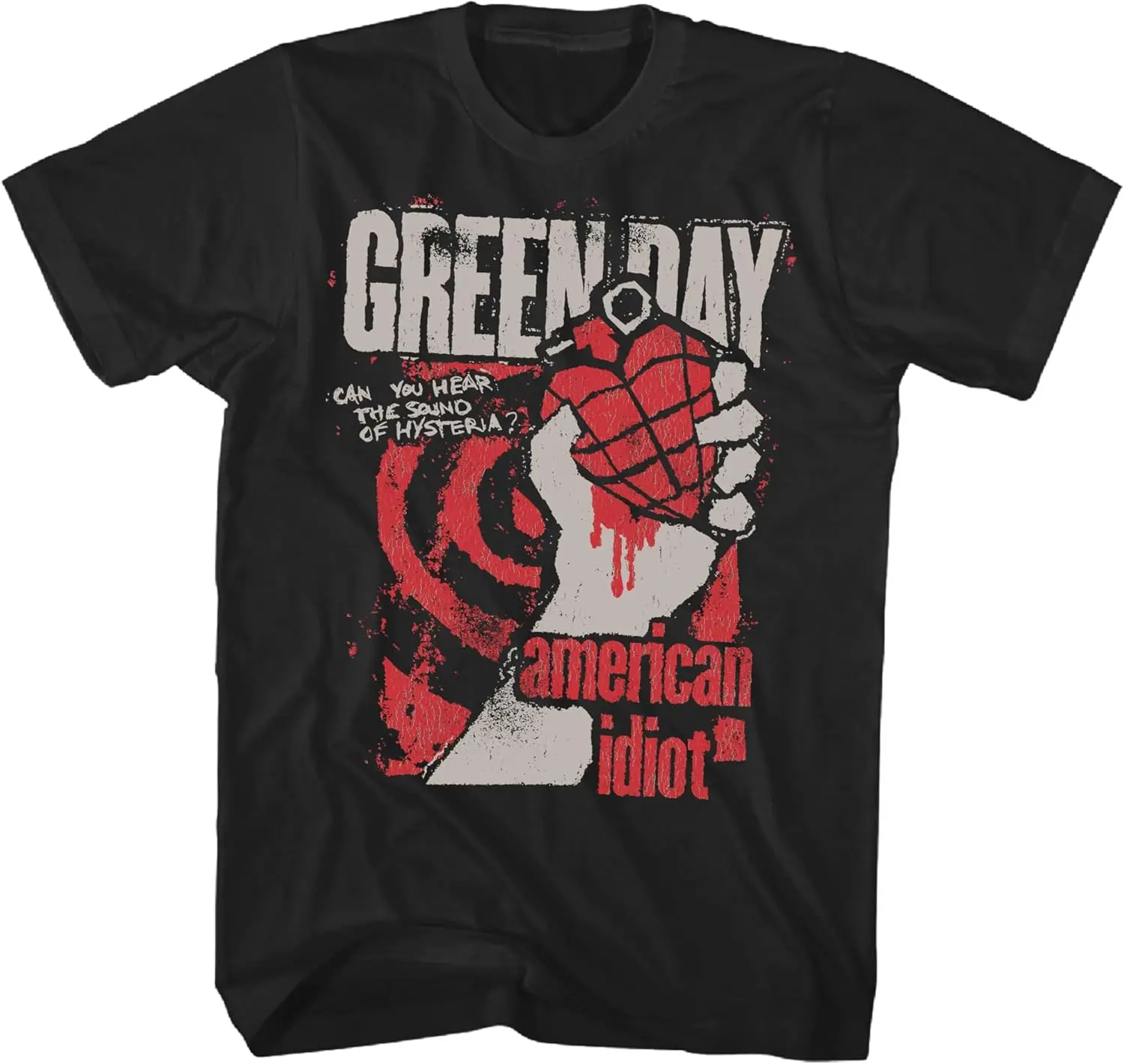 تي شيرت Green Day للرجال American Idiot Hysteria باللون الأسود |   بضائع مرخصة رسميًا