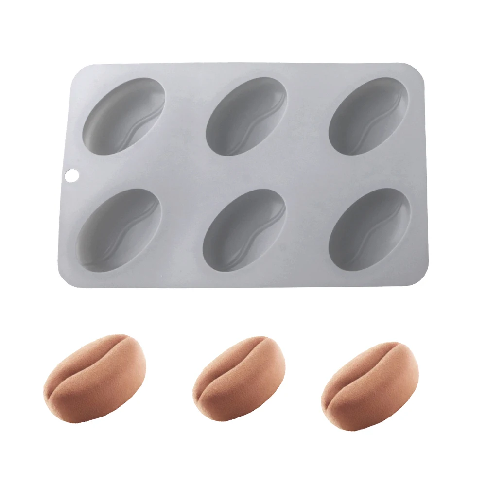 Molde Silicona Granos Café 6 Cavidades Mousse Postres Forma Café Repostería Pasteles Gelatina Chocolate Cremoso Casero Horno