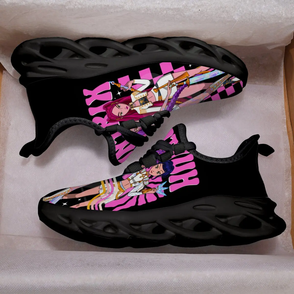 

2025 New Family Matching Shoes Cartoon Color-matching and Fashionable Pattern Design Flat Woven Lace-up Casual Sports Shoes