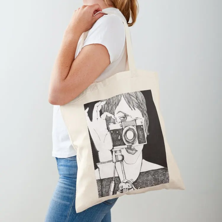 

man with vintage ZENIT camera Tote Bag Large bags for women great bag Women's bags custom canvas bag