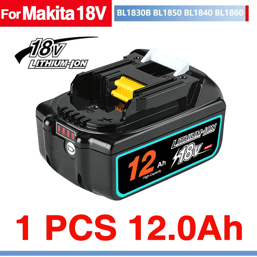 18V 12A accu voor Makita met LED lithium-ion vervangende LXT BL1860B BL1860 BL1850 accu voor Makita oplaadbare elektrische gereedschappen
