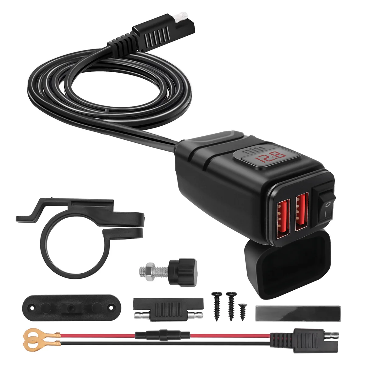 Dual Usb 12V Waterdichte Motorcycle Stuur Charger Quick Charger 3.0 Met Voltmeter Usb Motorfiets Lader Adapter