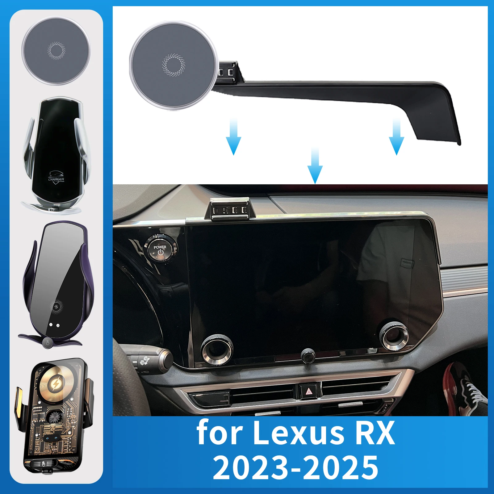 

for Lexus RX 2023 2024 2025 (14in) Car Phone Holder Screen Fixed Navigation Bracket Base Wireless Charging