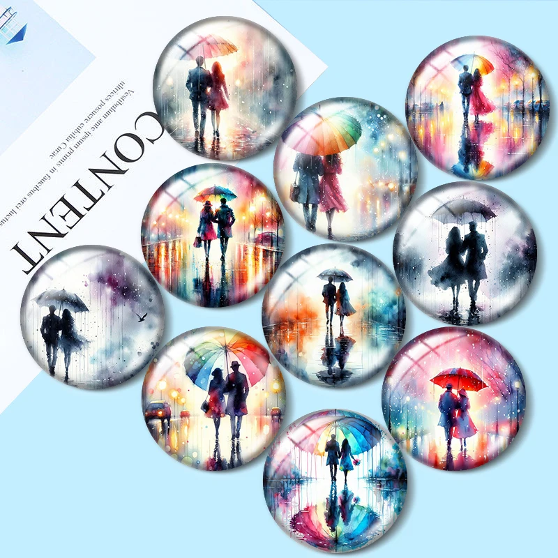 Walking in the Rain 12/18/20/25mm glass cabochon  bracelet pendant rings for jewelry demo earrings back Making findings