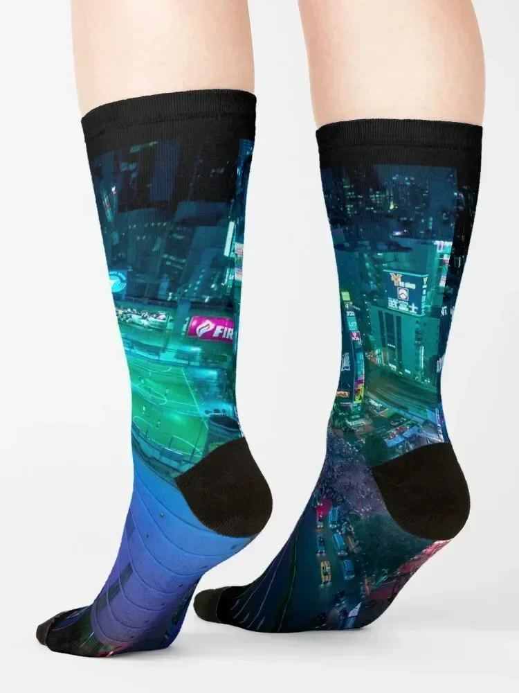 Shibuya crossing from above and Soccer field on the roof Socks gift cotton soccer anti-slip designer brand Boy Socks Women's