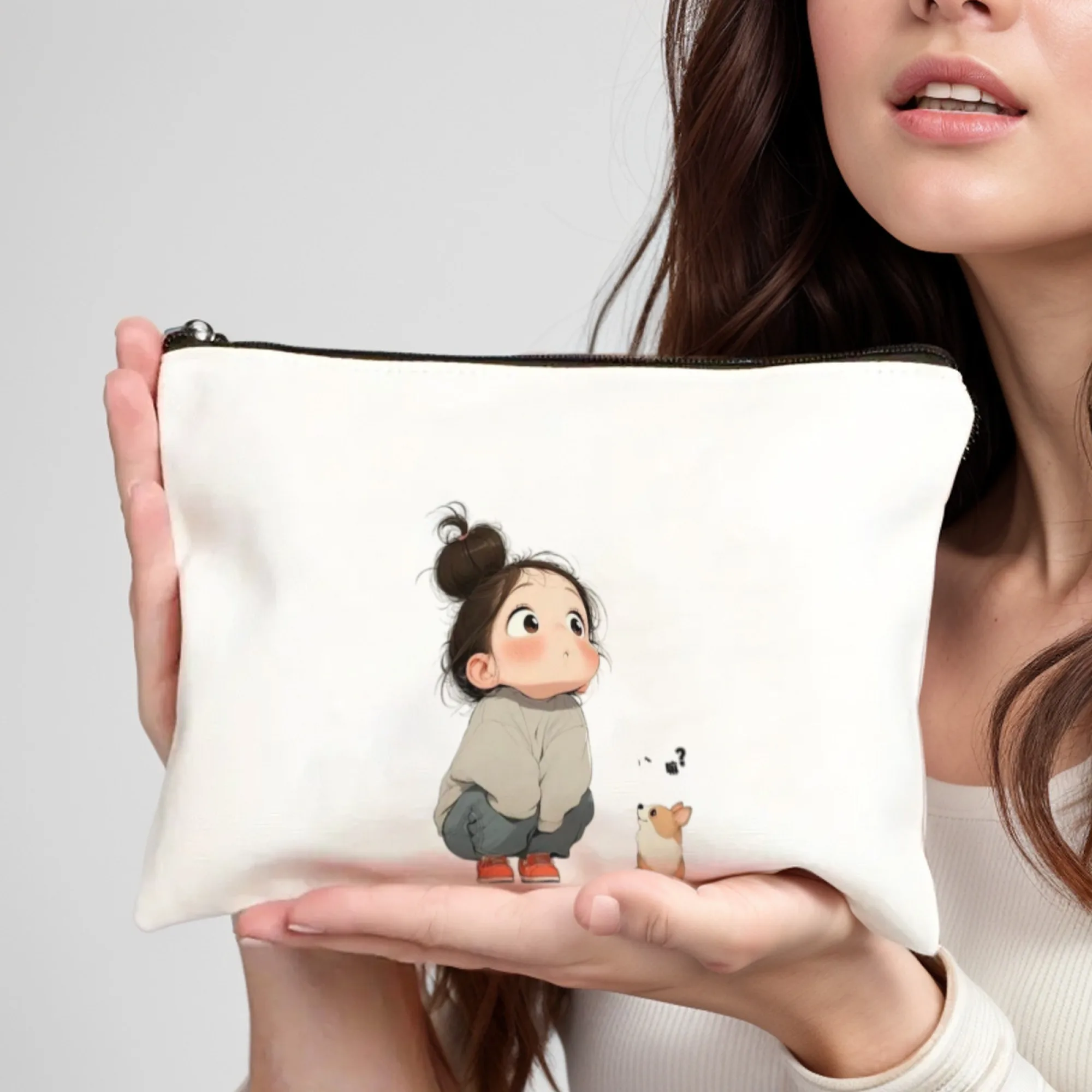 

Косметичка с принтом животных и девочек, легкая портативная косметичка с застежкой-молнией идеально подходит для женщин, подарки на день рождения, Рождество