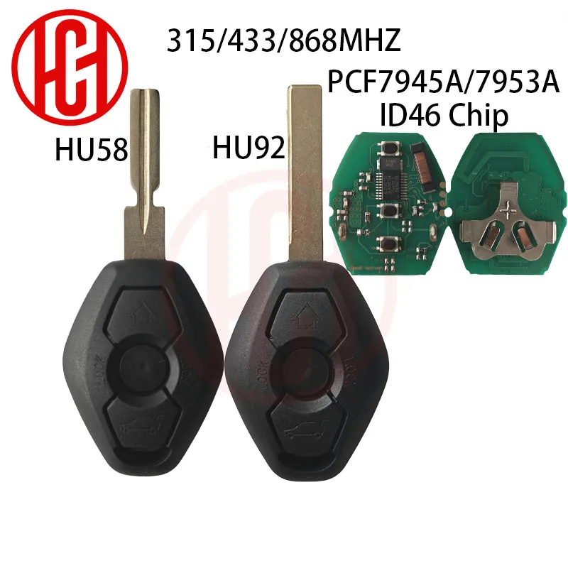 

Remote Car Key PCF7945/7953 ID46 Chip For BMW CAS2 5 Series E46 E60 E83 E53 E36 E38 315LP MHZ 315MHz 433MHZ 868MHZ 3 Buttons