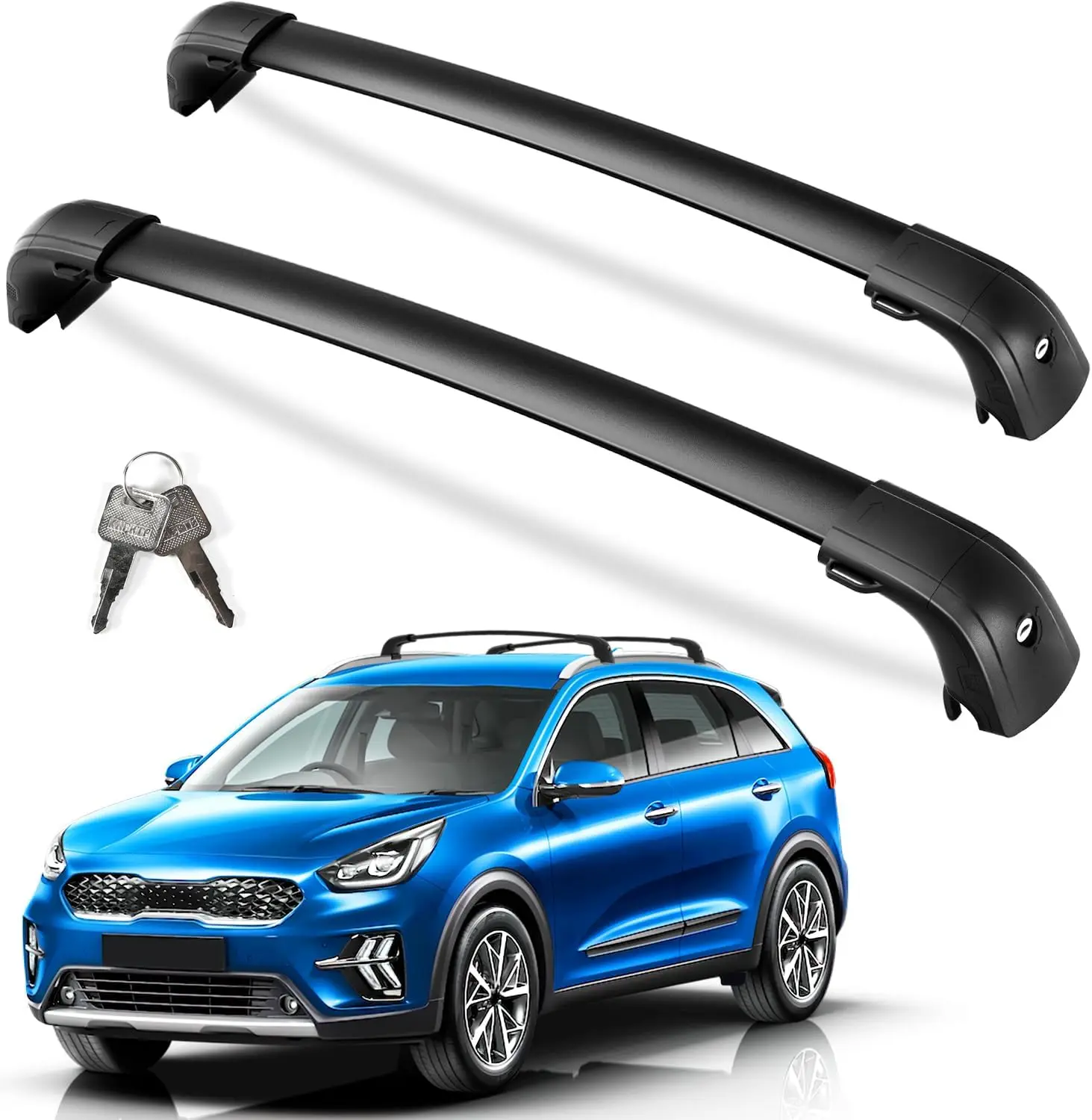 300lbs Lockable Roof Rack Cross Bars for Kia NIRO 2017-2022 | with Flush Side Rails, Heavy Duty Aluminum Roof Rails Crossbars Ro