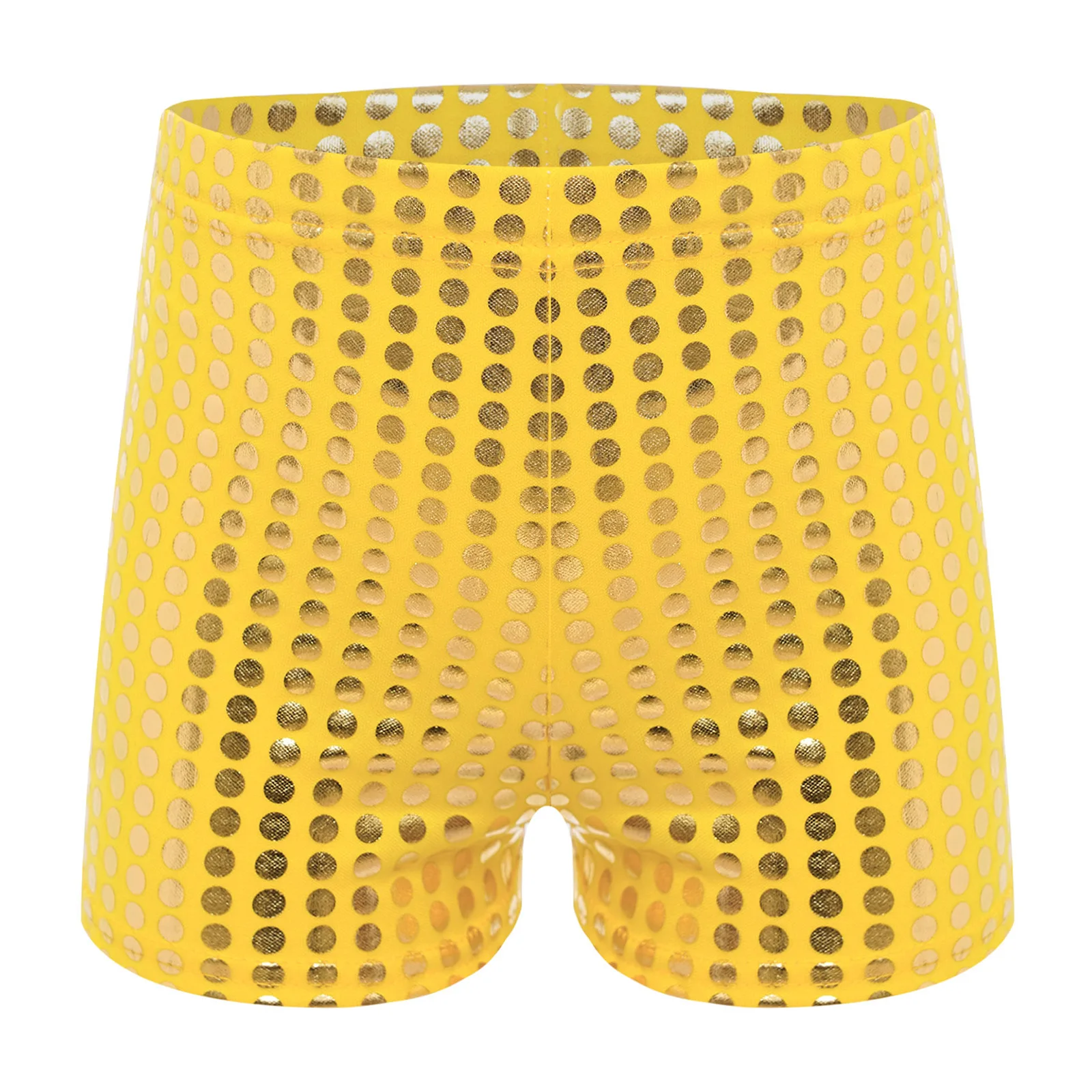 

Kids Girls Boys Boxer Shorts Jazz Disco Party Performance Bottoms Shiny Metallic Dots Elastic Waistband Shorts Children Clothes