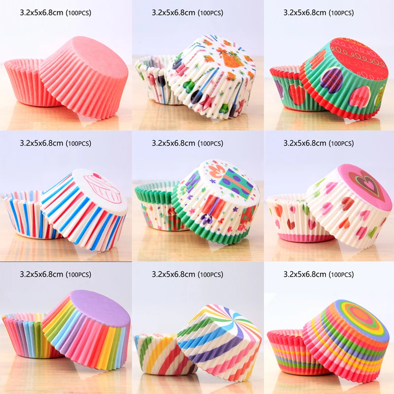 

100Pcs Muffin Cupcake Paper Cups Cupcake Liner Baking Muffin Box Cup Case Party Tray Cake Decorating Tools Birthday Party Decor