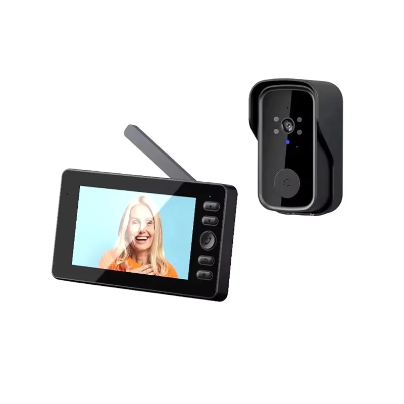 Wireless Doorbell Camera 2-Way Audio Wireless Video Doorbell 4.3 inch Screen for Home Office Doorbell Display Accessories