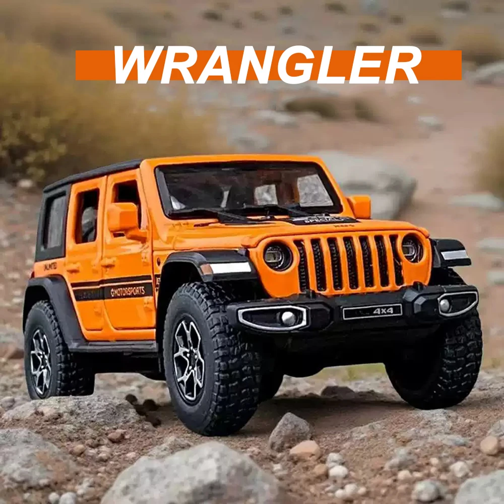 1:32 Wrangler Rubicon Model Toy Alloy Diecast Car Doors Opened Sound Light Pull Back Miniature Off-road Vehicle Kid Holiday Gift