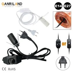 GANRILAND-Cable de lámpara con enchufe europeo, E14, E27, 1,8 M, soporte de lámpara decorativo en blanco y negro, con interruptor, atenuador, Cable de alimentación eléctrica