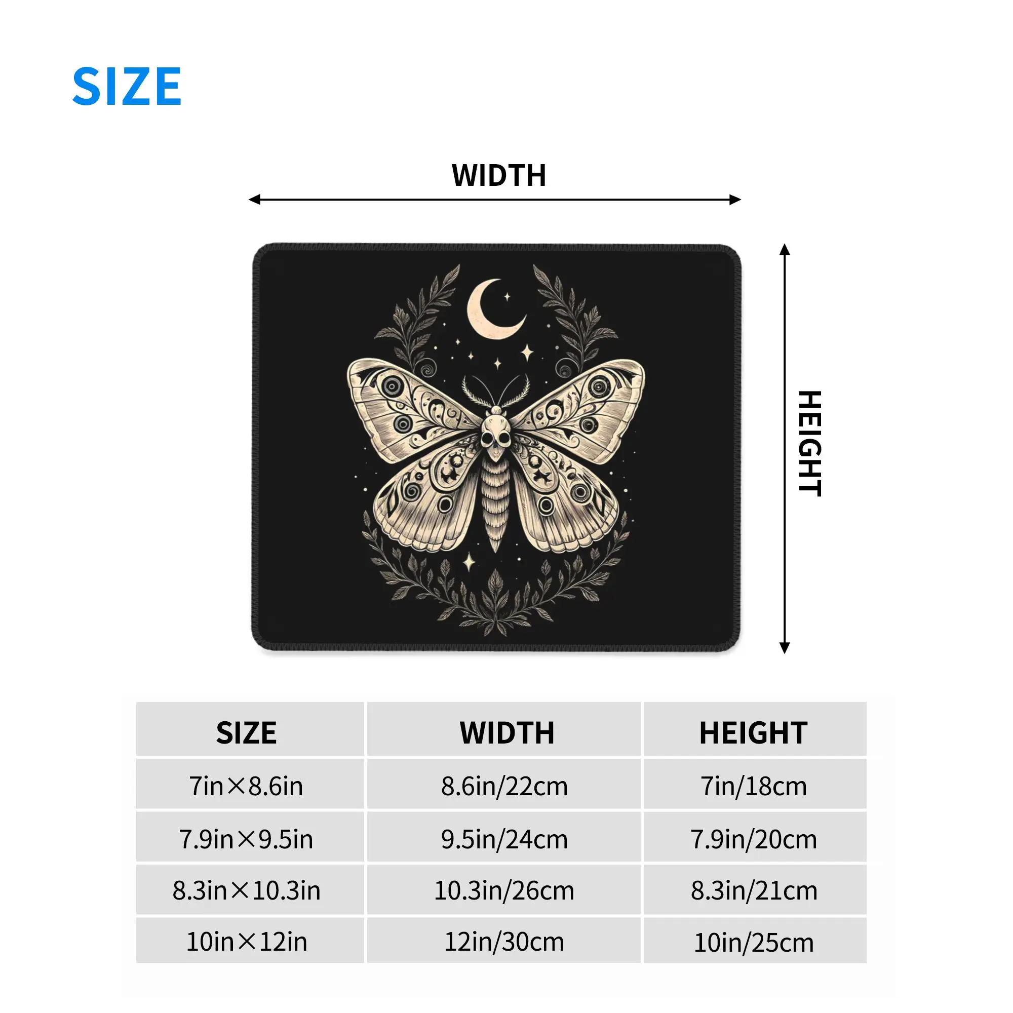 Mystical Gothic Skull Moth And Flower Mouse Pad Computer Keyboard Mouse Mat Gamer Laptop Desk Mat Office Accessories Table Mats