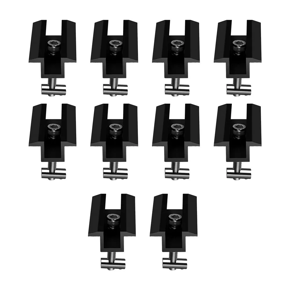 10pcs Solar Panel Middle Clamp Black 70mm Solar Slot Nut M8 Frame For 30-34mm 35-38mm 40-42mm Solar Power Parts