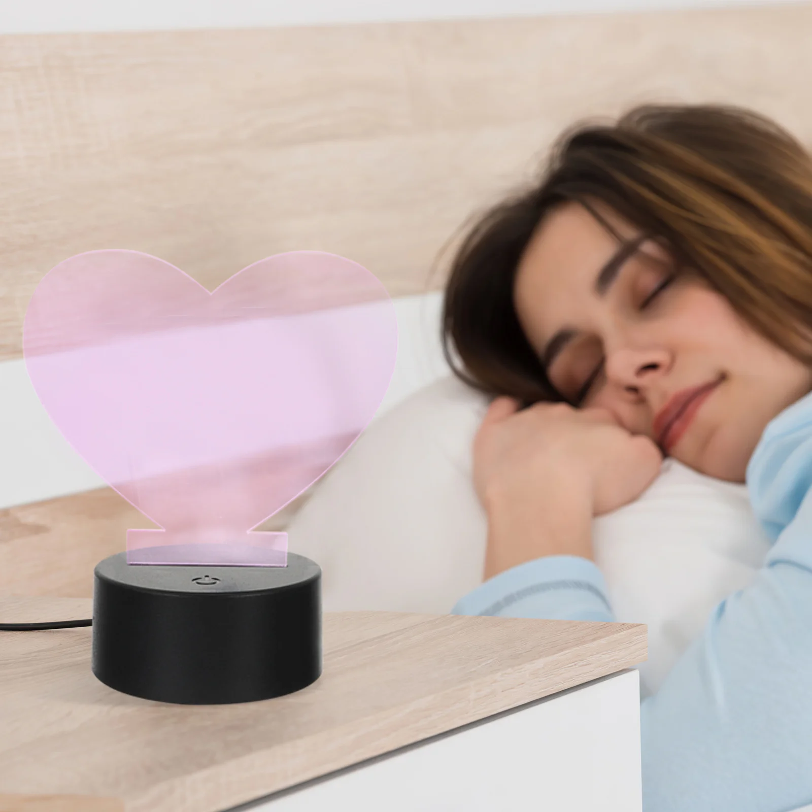 

6Pcs Heart Shape Acrylic Sign Durable Clear Blanks for DIY Engraving LED Light Base Decoration Night Light Accessories