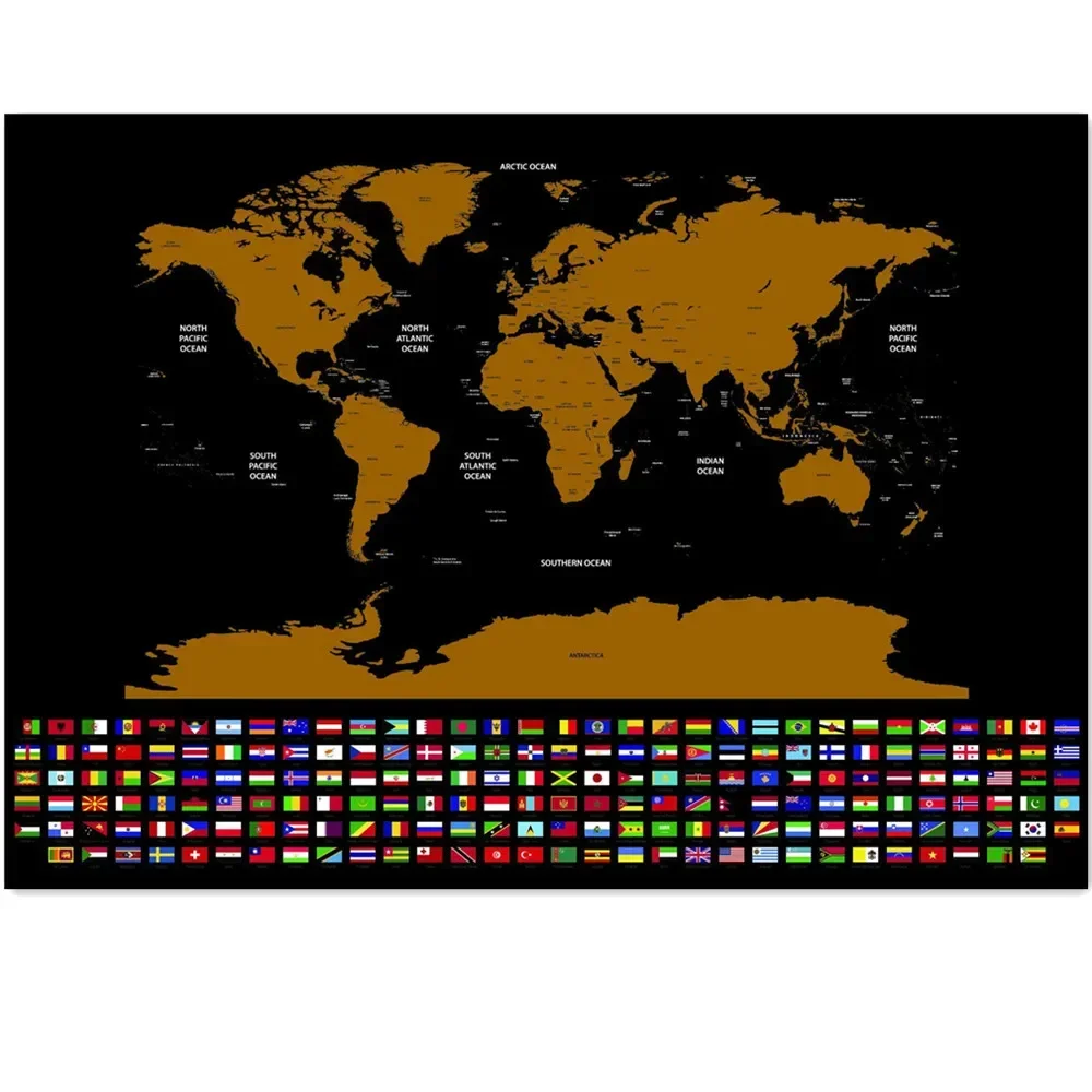 1PCS Scratch Off Maps, Large Global Maps Home Decor Painting, Maps To Track Travels, Deluxe Scratch-Off Travel Maps Art Posters