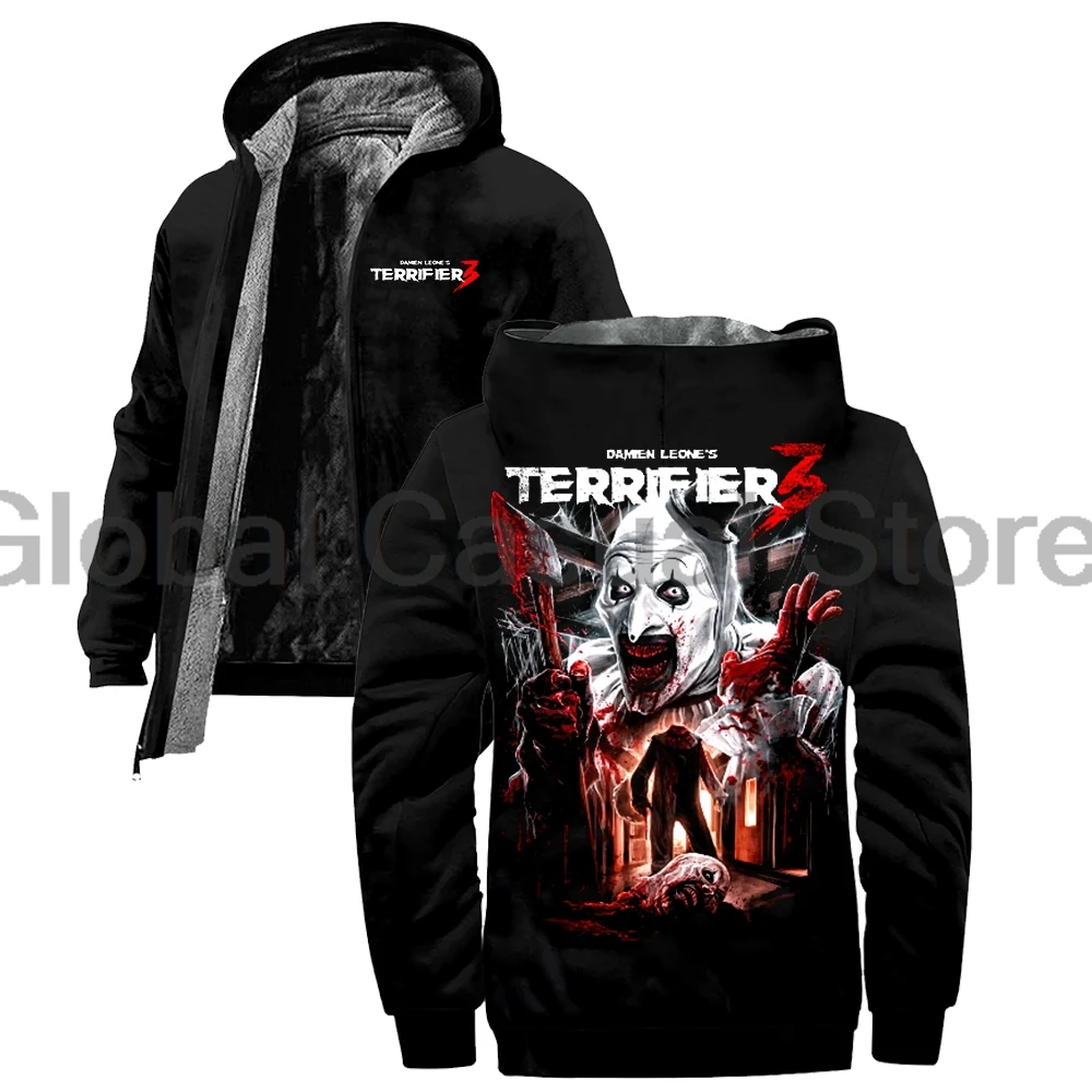 

Terrifier 3 Horror Movie Cosplay Merch Jacket Parkas Women Men Zipper Hoodies Long Sleeve Halloween Christmas Winter Coat