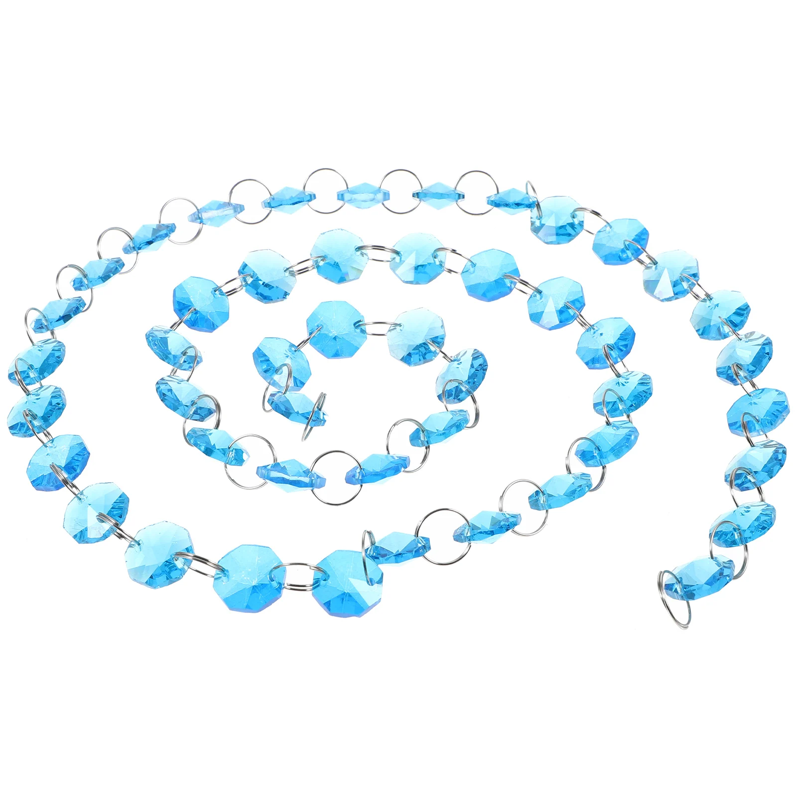 

Crystal 14mm Lake Blue Octagonal Bead Curtain for Door Decoration Beads Chain Adjustable Length Living Room Porch