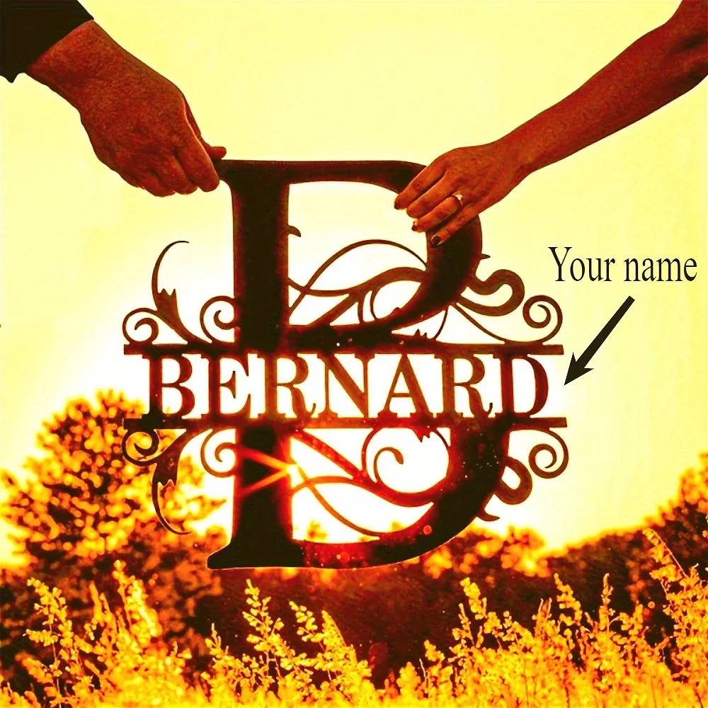 Personalized Custom Metal Name Sign. Surname with Split Alphabet. Special Wedding & Housewarming Present. Outdoor Décor.