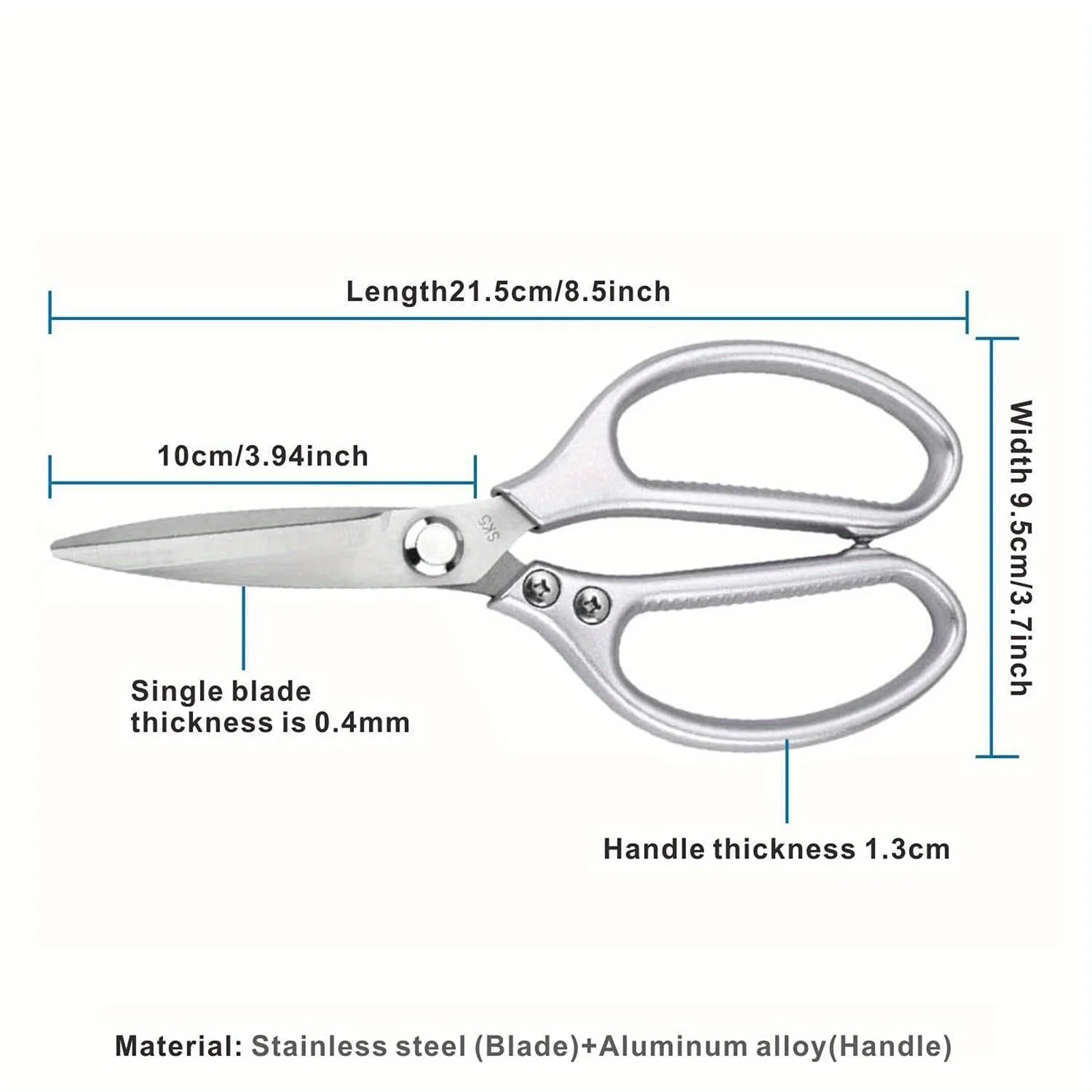 1pc Premium Stainless Steel Kitchen Scissors with Ergonomic Handle - Ideal for Cutting Meat, Poultry, Vegetables and More