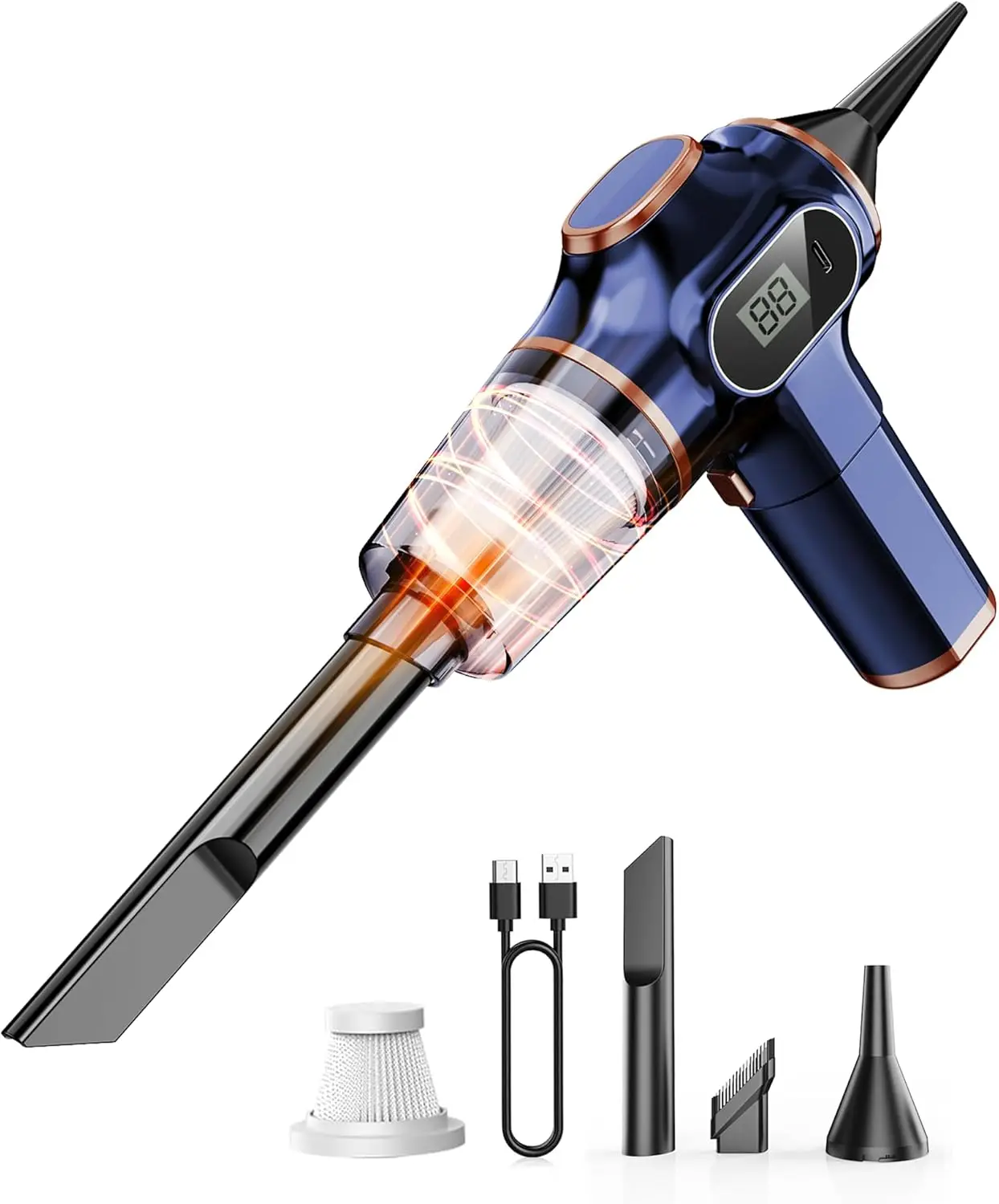 

Portable Car Vacuum Cordless Handheld Rechargeable 15000Pa 30Min LCD Display Multi-Nozzles for Car Home Office Pet Hair