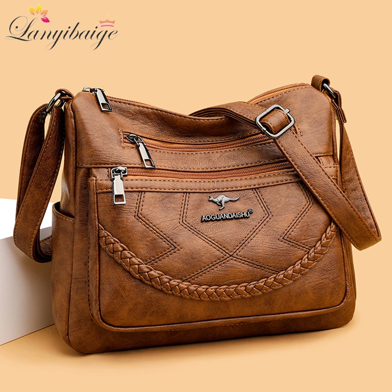 High Quality Soft Leather Luxury Purses and Handbags Women Bags Designer Multi-pocket Crossbody Shoulder Bags for Women 2024 Sac