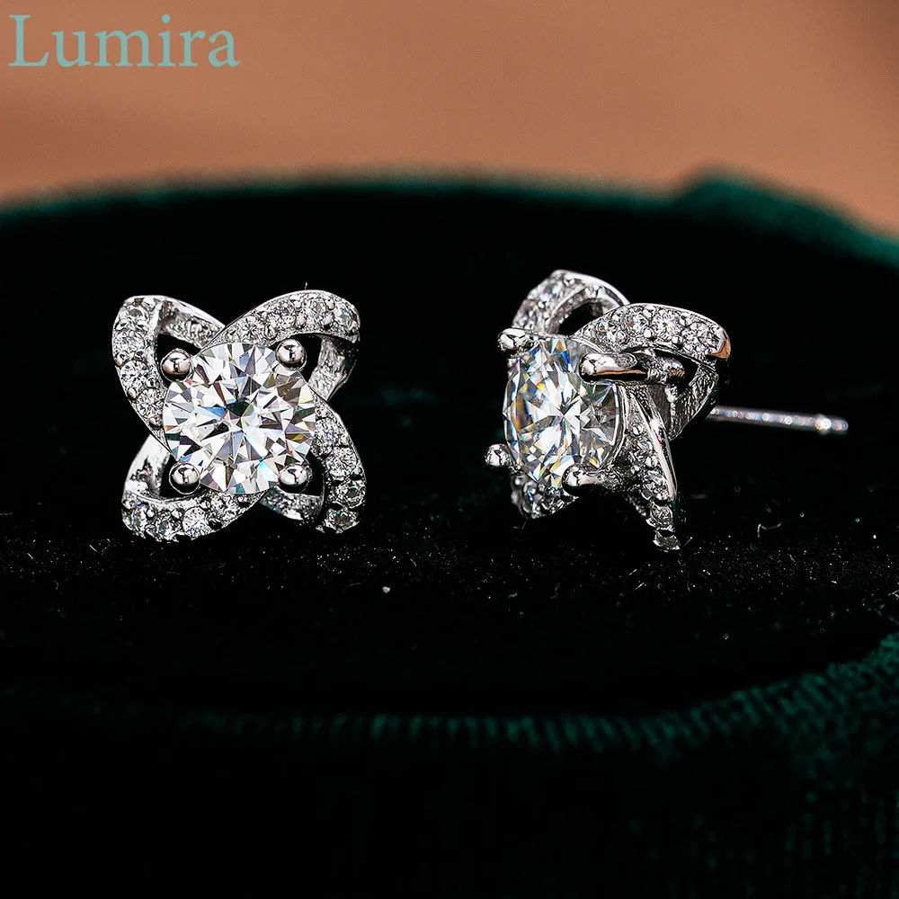 

Lumia Elegant Little Windmill 0.5 Carat Moissanite Stud Earrings Lucky Knot Platinum PT950 Ear Jewelry Wedding Party Gift