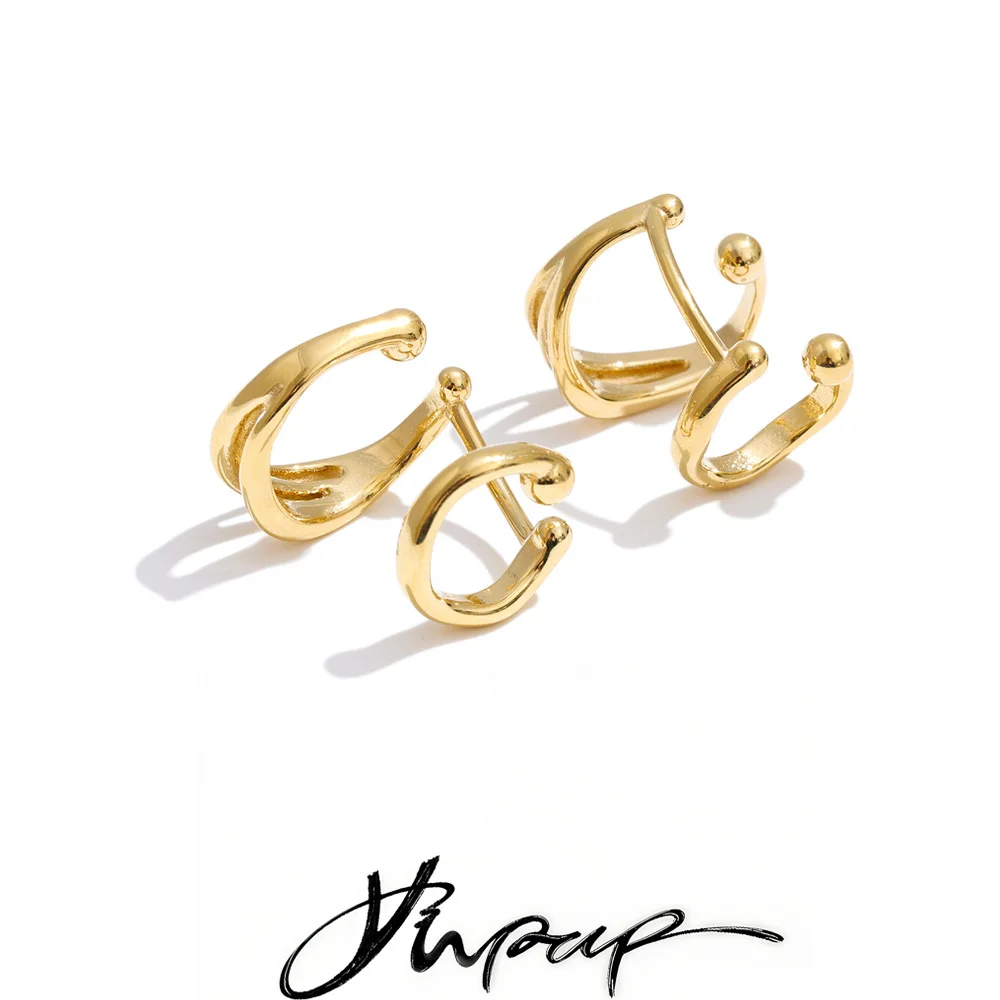 Yhpup – bijoux personnalisés unisexes, sans perçage, en acier inoxydable, Double couche, Clip d'oreille, boucles d'oreilles en os, étanche, bijoux attrayants