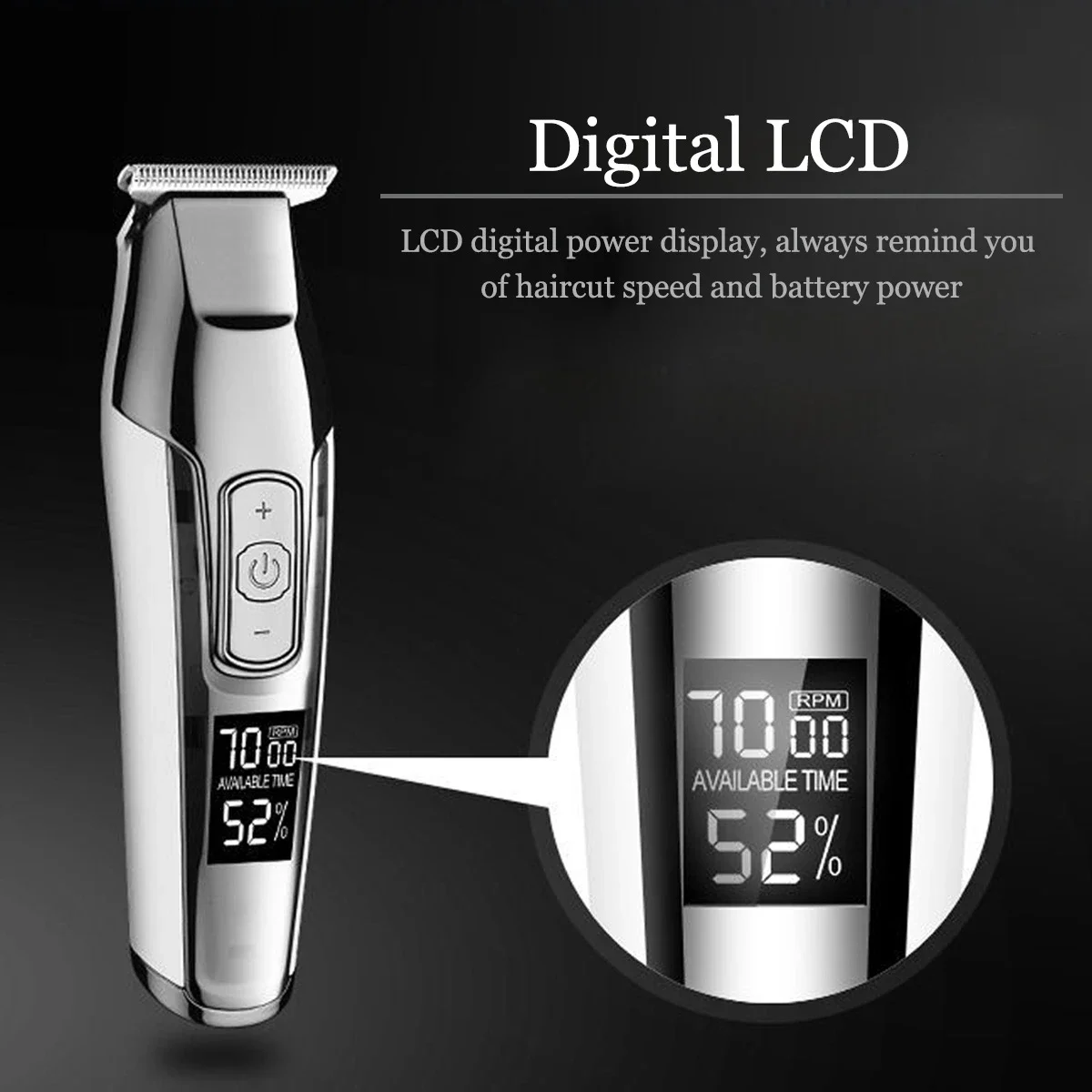 Cortadora de pelo profesional para hombre, máquina eléctrica de corte de pelo con pantalla LCD, recargable, para Barba