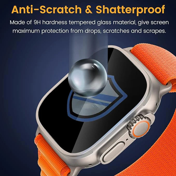 Pelindung layar Privasi untuk Apple Watch Ultra 2/Ultra 49mm Anti-proof pelindung layar kaca Tempered untuk iWatch aksesoris