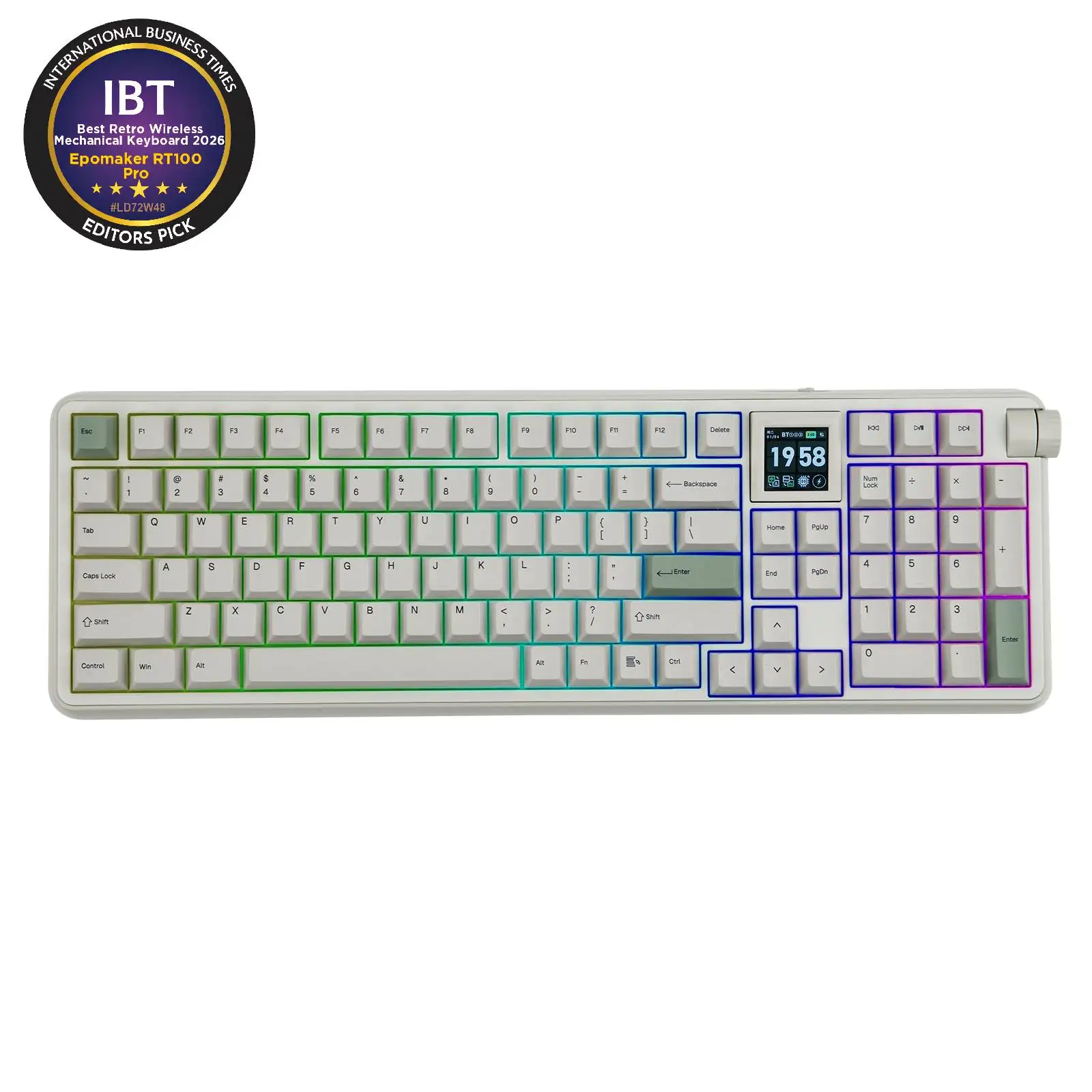EPOMAKER RT100 PRO 100% ANSI US Layout Wired/BT/2.4Ghz Wireless Mechanical Gaming Keyboard 1.54