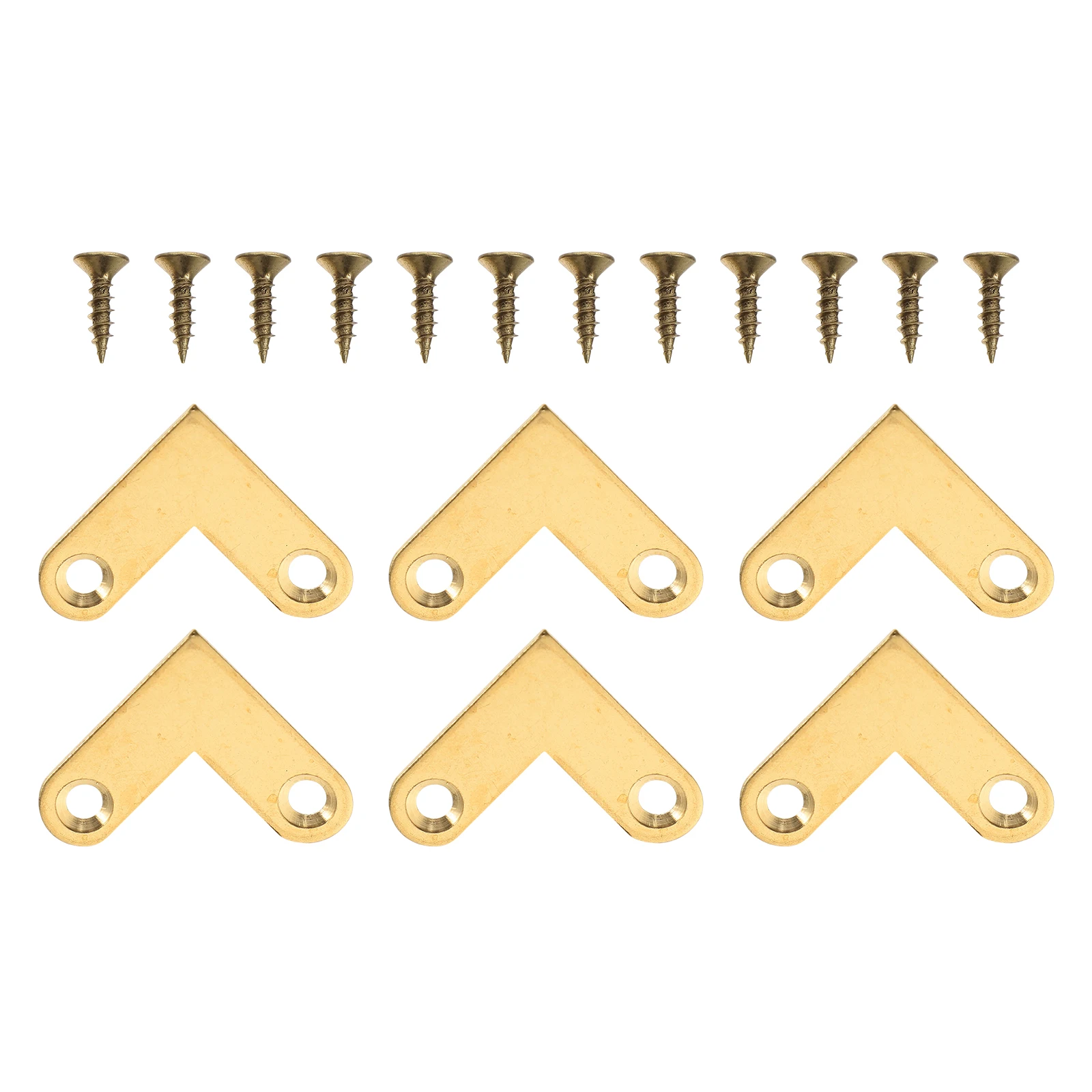 

6pcs Sturdy Brass Corner Brackets Flat L-Shaped Right Angle Brackets For Drawer Frame Jewelry Box Decor Retro Copper