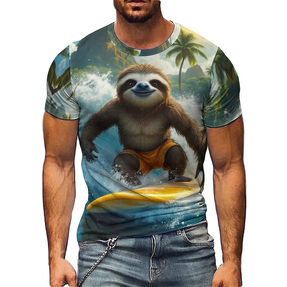 

Men's Cool Lightweight Splatter Graffiti 3D Printed Short-Sleeve T-Shirt - Men's Loose Fit